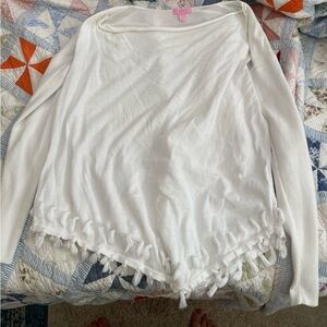 Lilly Pulitzer White Sweater with Pom Pom’s Size Medium